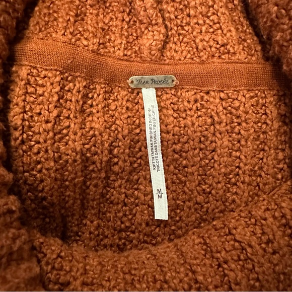 Free People Rust Orange Pele Combo Pullover Cowl Neck Greater Than Sweater M - Picture 10 of 14